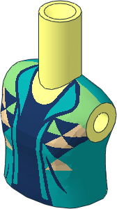 Figure Friends Girl Torso with Dark Turquoise Jacket with Tan Triangles over Dark Blue Shirt Pattern