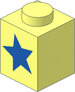 Brick  1 x  1 with Blue Star Pattern