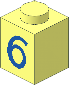 Brick  1 x  1 with Blue "6" Pattern Type 2