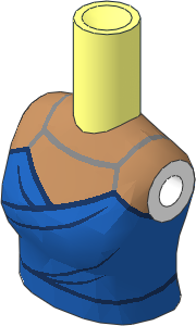 Figure Friends Woman Torso with Blue Dress with Dark Blue Trim and Creases, Silver Straps Pattern