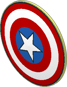 Minifig Shield Round Bowed with Red and White Concentric Rings, Star in Blue Circle Pattern