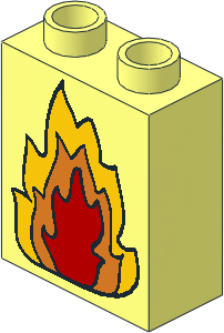 Duplo Brick  1 x  2 x  2 with Fire Pattern