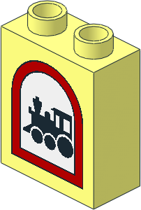 Duplo Brick  1 x  2 x  2 with Road Sign Train Pattern
