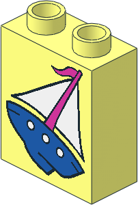 Duplo Brick  1 x  2 x  2 with Sailboat Pattern