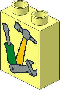 Duplo Brick  1 x  2 x  2 with Screwdriver, Hammer and Wrench Tools Pattern