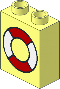Duplo Brick  1 x  2 x  2 with Lifepreserver Pattern