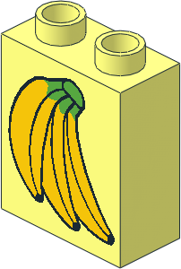 Duplo Brick  1 x  2 x  2 with Bananas Pattern