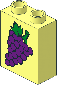 Duplo Brick  1 x  2 x  2 with Purple Grapes Pattern