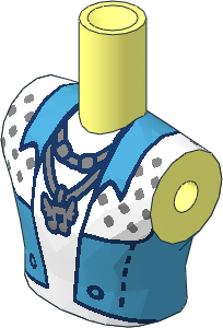 Figure Friends Man Torso with Dark Azure and White Jacket with Silver Squares and Music Notes Necklace Pattern