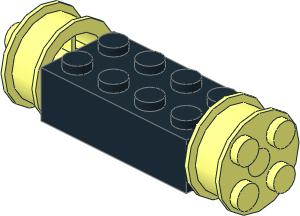 Brick  2 x  4 Black with Wheel Rim 10 x 17.4 with  4 Studs and Freestyle Pinhole
