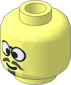 Minifig Head Glasses with Grey Moustache, Crosseyed Pattern