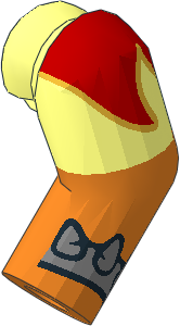 Minifig Arm Left with Red Fire Vest, Metallic Spiked Cuff Pattern