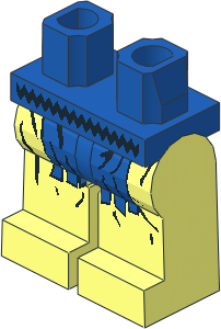 Minifig Hips and Legs with Black Zigzag Belt and Blue Fringe Pattern