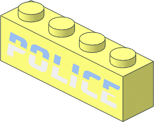 Brick  1 x  4 with Bright Light Blue and White "POLICE" Pattern