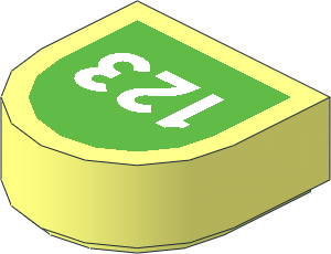 Tile  1 x  1 with Rounded End with White '123' on Bright Green Background Pattern