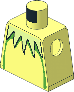 Minifig Torso with Yellowish Green Collar over Green Stripes Pattern