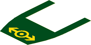 Sticker  3.9 x  2.9 with Yellow Lego Train Logo (BNSF) on Dark Green Background