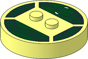 Brick  4 x  4 x  0.667 Round with RFID Tag and  2 Studs with Snake with White Eyes Pattern