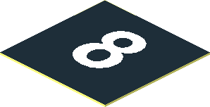 Sticker  0.8 x  0.8 with White "8" on Black Background