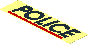 =Sticker  1.0 x  3.8 with Black "POLICE" and Red Line