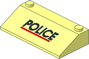 Slope Brick 33  3 x  6 with Black "POLICE" and Red Line Sticker