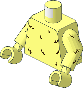 Minifig Torso with Arms and Hands with Dark Brown Fur Pattern
