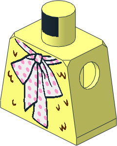 Minifig Torso with White with Pink Polka Dot Bow Tie Scarf on Reddish Brown Fur Pattern