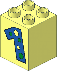 Duplo Brick  2 x  2 x  2 with "1" with Polka Dots Pattern