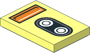 Tile  2 x  3 with Metallic Silver and Black Headlight and Orange Direction Indicator Pattern