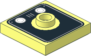 Plate  2 x  2 with Groove with  1 Centre Stud with with Two White Circles (Lights) and Grille on Black Square with Rounded Corners Pattern