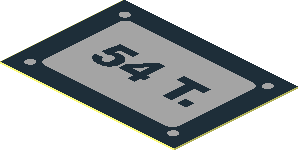 Sticker  1.0 x  1.4 with Black "54 T." on Light Bluish Grey Background with Black Frame