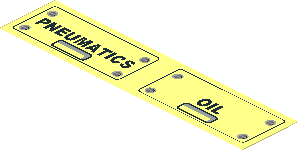 Sticker  1.0 x  4.4 with Black Frame and Black and Screws and Grip with Black "PNEUMATICS"/"OIL"