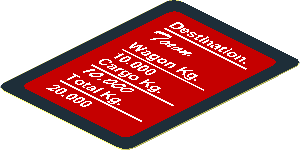Sticker  2.2 x  1.6 with White Freight Information on Red Background with a Black Frame