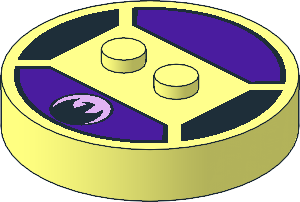 Brick  4 x  4 x  0.667 Round with RFID Tag and  2 Studs with Black Bird in Lavender Circle Pattern