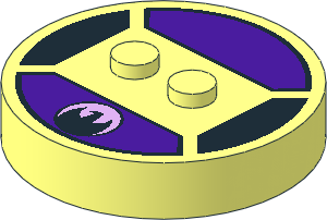 ~Electric Brick  4 x  4 x  0.667 Round - Top with  2 Studs with Black Bird in Lavender Circle Pattern