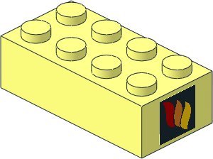 Brick  2 x  4 with Fire Logo Sticker on End