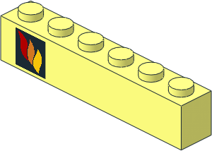 Brick  1 x  8 with Fire Logo Left Sticker