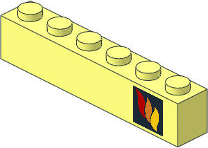 Brick  1 x  8 with Fire Logo Right Sticker