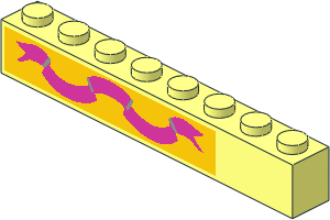 Brick  1 x  8 with Dark Pink Banner Sticker