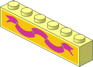 Brick  1 x  6 with Dark Pink Banner Sticker