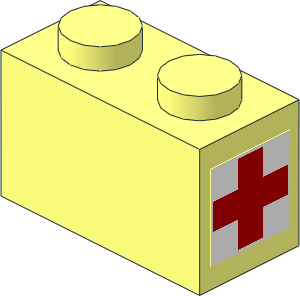 Brick  1 x  2 with Red Cross Sticker on Both Ends
