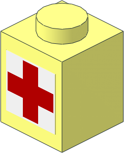 Brick  1 x  1 with Red Cross Sticker
