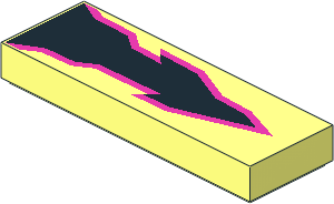 Tile  1 x  3 with Black Energy Bolt with Dark Pink Border Pattern