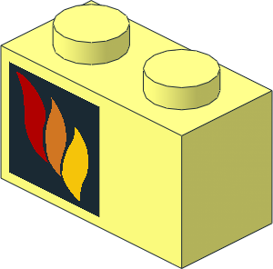 Brick  1 x  2 with Fire Logo Left Sticker