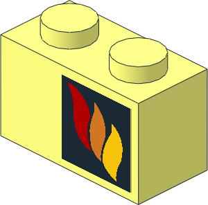 Brick  1 x  2 with Fire Logo Right Sticker