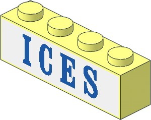 Brick  1 x  4 with Blue "ICES" Sticker