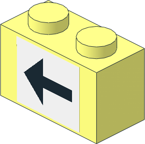 Brick  1 x  2 with Black Left Arrow Sticker