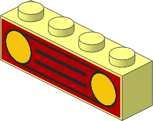 Brick  1 x  4 with Black Car Grille and Yellow Headlights Sticker