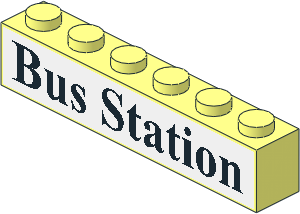Brick  1 x  6 with Black "Bus Station" Sticker