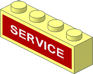 Brick  1 x  4 with White "SERVICE" Sticker